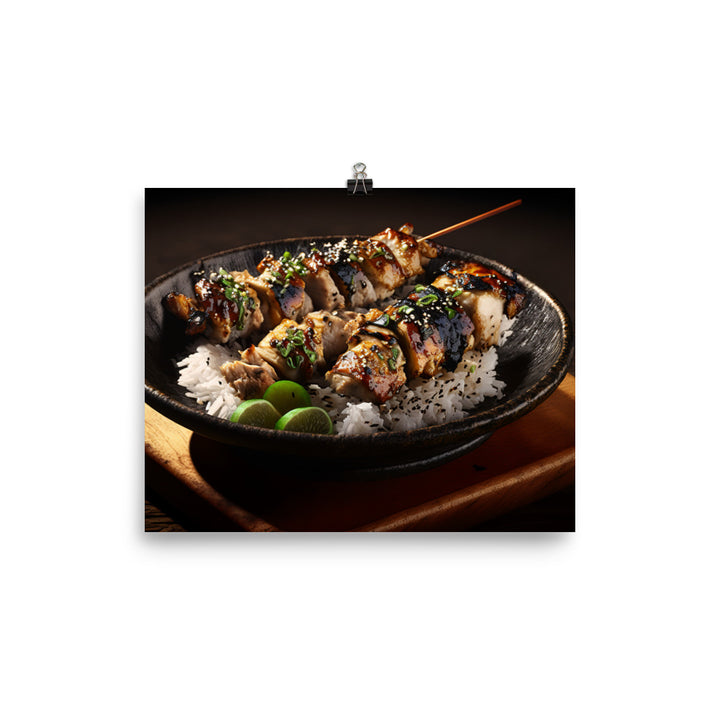 A Delicious Japanese Grilled Chicken Skewer Dish photo paper poster - Posterfy.AI