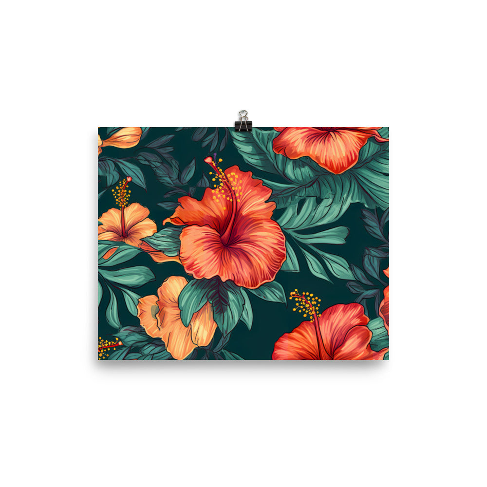 Hibiscus Pattern photo paper poster - Posterfy.AI