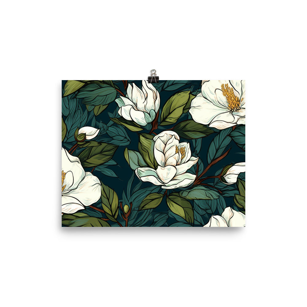 Gardenia Pattern photo paper poster - Posterfy.AI