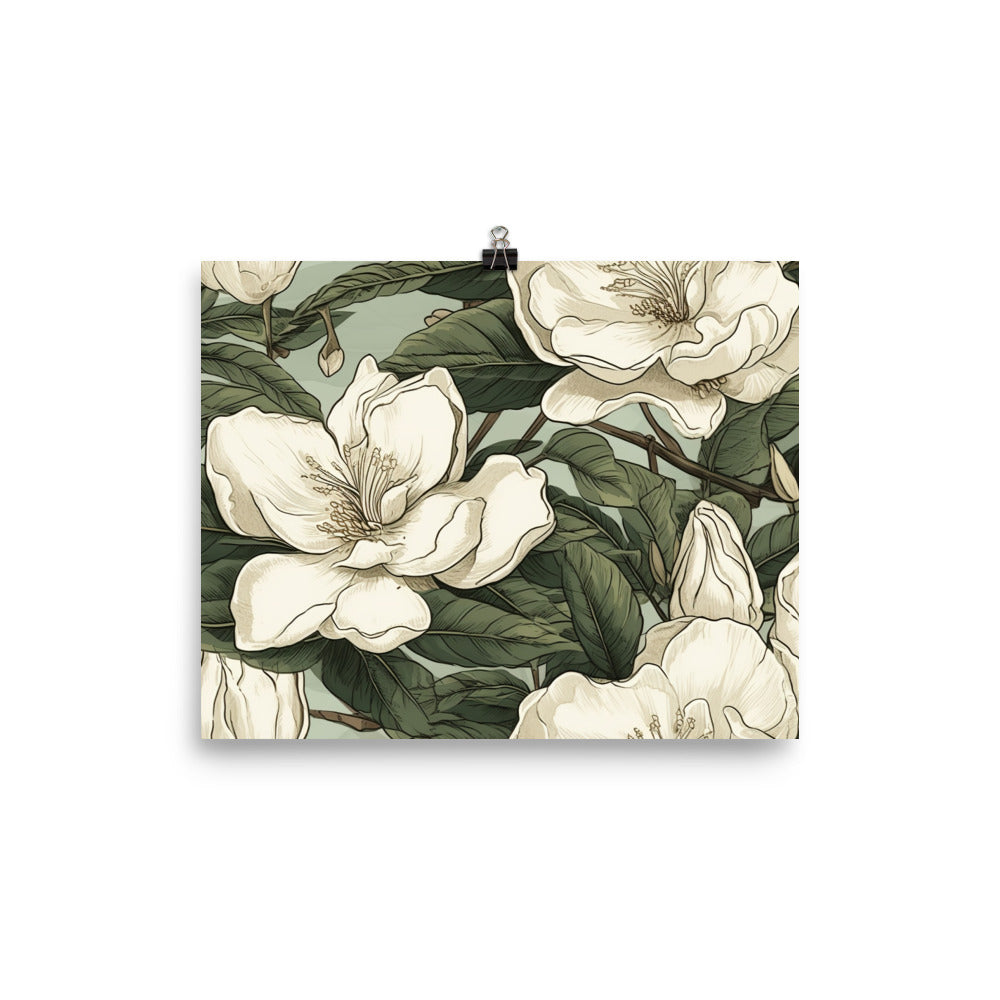 Gardenia Pattern photo paper poster - Posterfy.AI