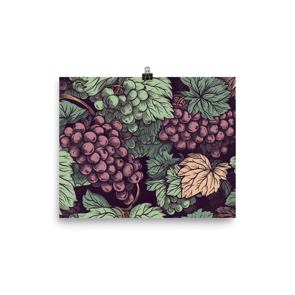 Grapes Pattern photo paper poster - Posterfy.AI