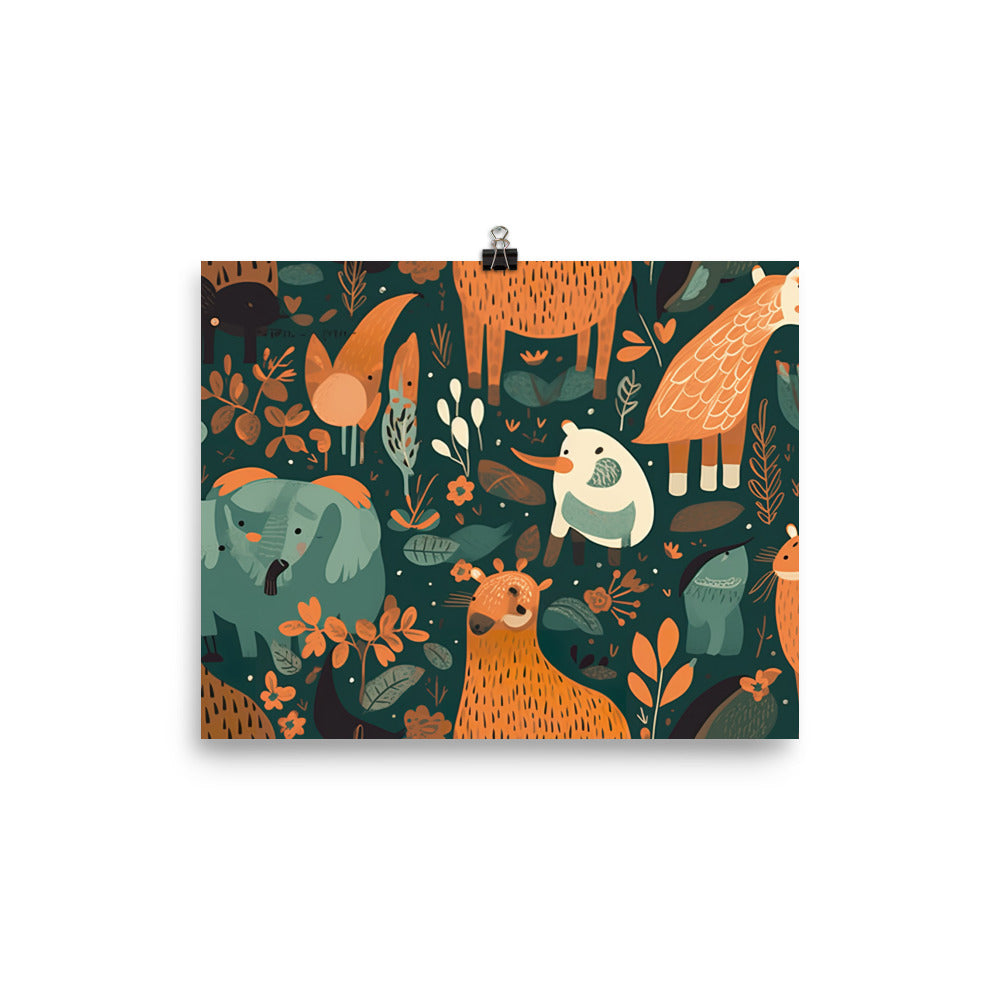 Zoo Animals Pattern photo paper poster - Posterfy.AI