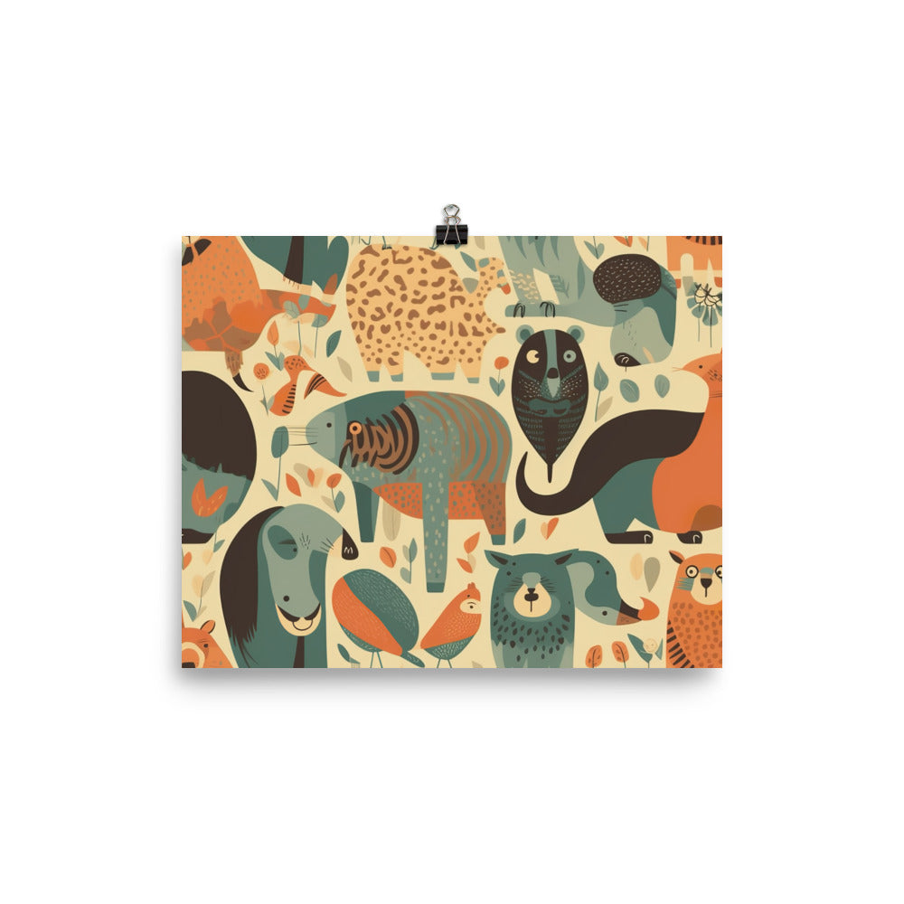 Zoo Animals Pattern photo paper poster - Posterfy.AI