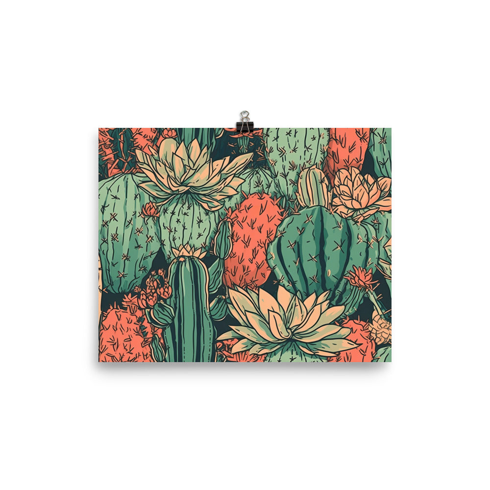 Cacti Pattern photo paper poster - Posterfy.AI