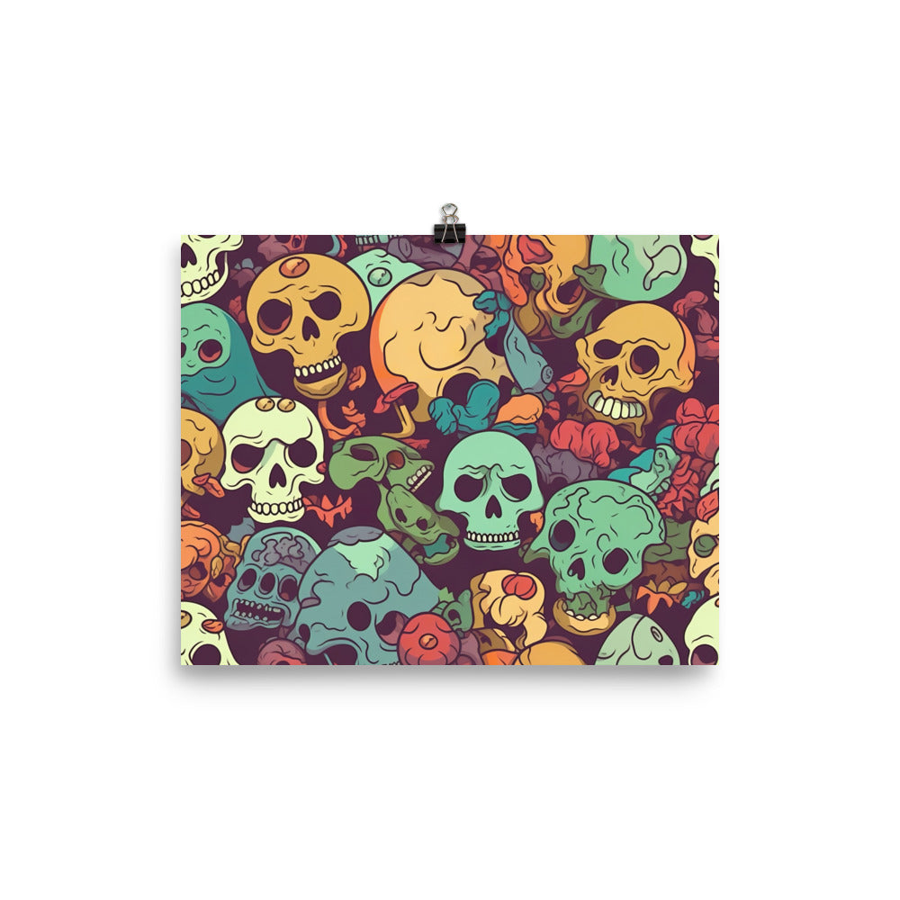 Color cartoon skull Pattern photo paper poster - Posterfy.AI