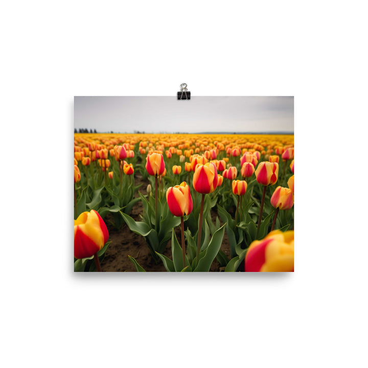 Capturing the Serenity of Tulip Fields photo paper poster - Posterfy.AI