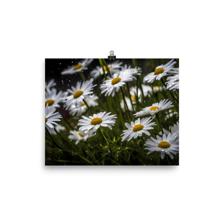 Daisies in the Rain photo paper poster - Posterfy.AI