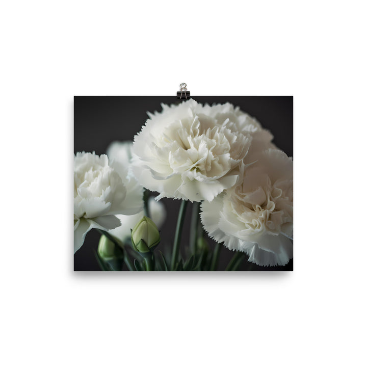 Elegant White Carnations photo paper poster - Posterfy.AI