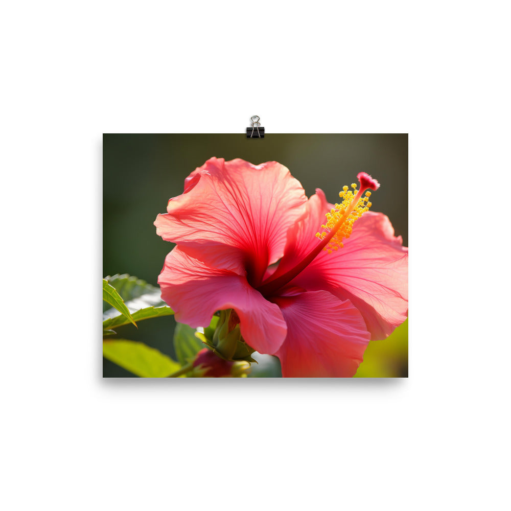 Vibrant Hibiscus Blooms in the Sunlight photo paper poster - Posterfy.AI