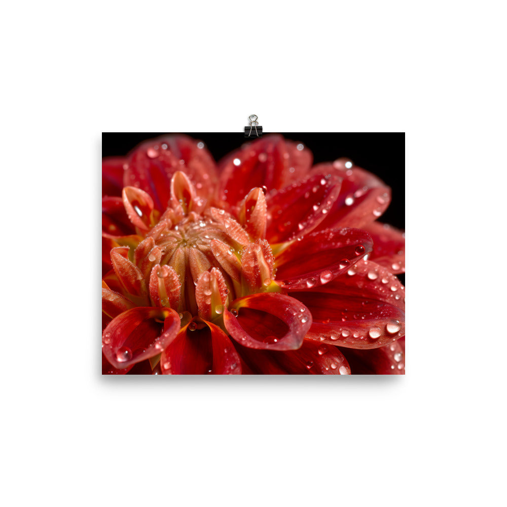 Dahlia with Dew Drops photo paper poster - Posterfy.AI