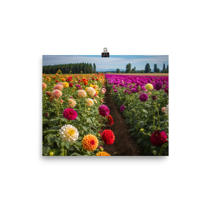 Dahlia Field in Bloom photo paper poster - Posterfy.AI