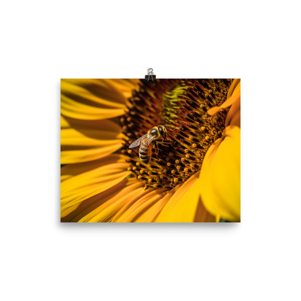 Bee Among Sunflowers photo paper poster - Posterfy.AI