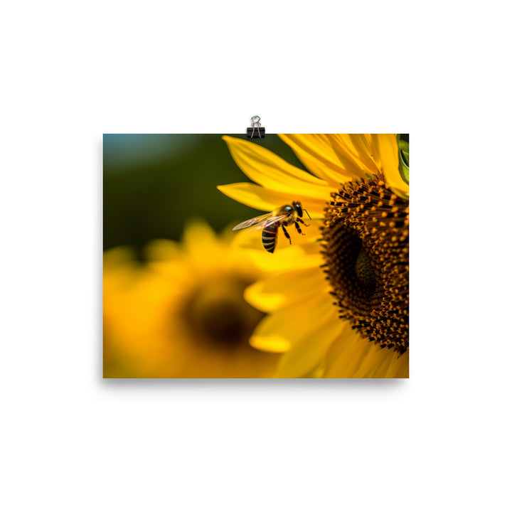 Bee Among Sunflowers photo paper poster - Posterfy.AI