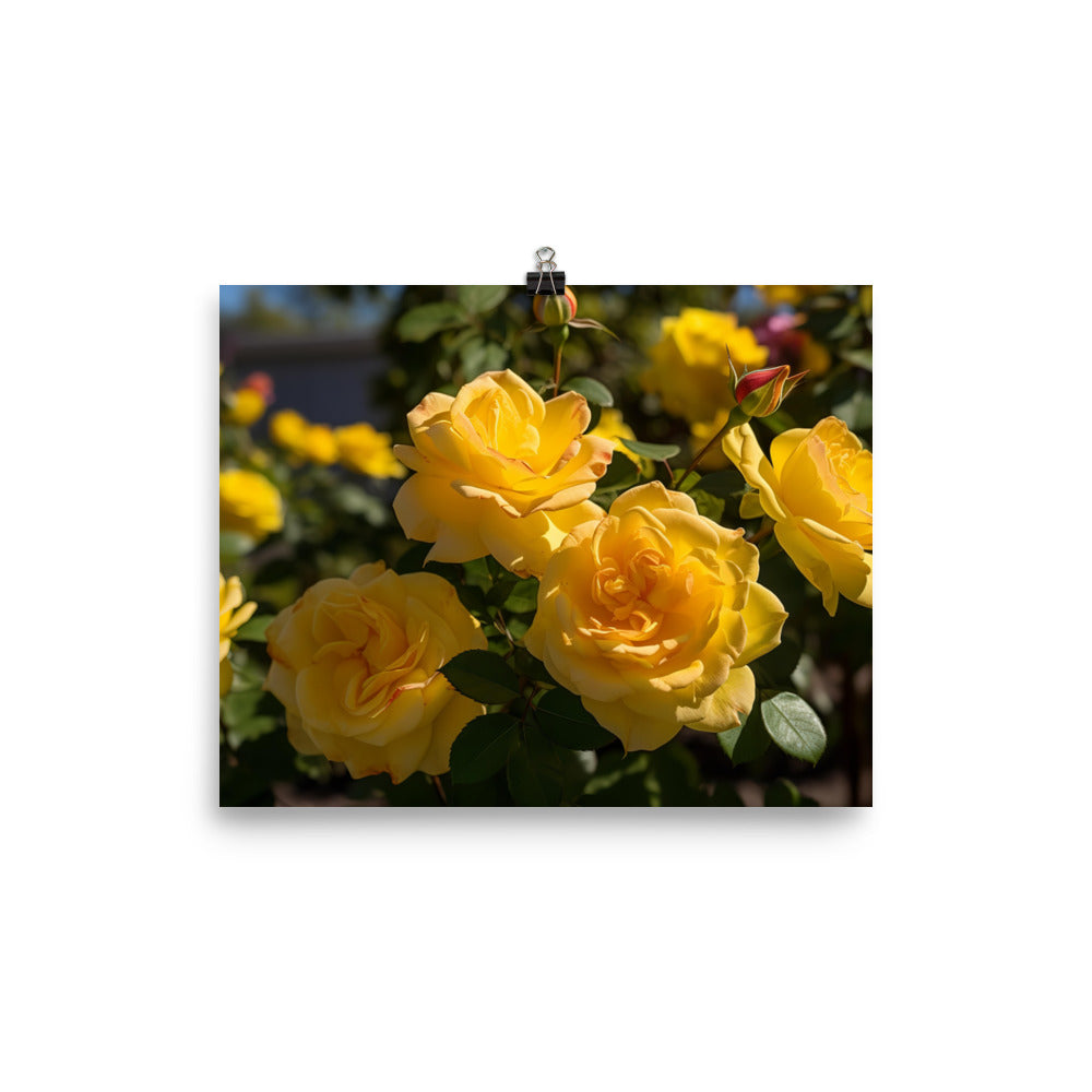 Sunny Yellow Roses photo paper poster - Posterfy.AI