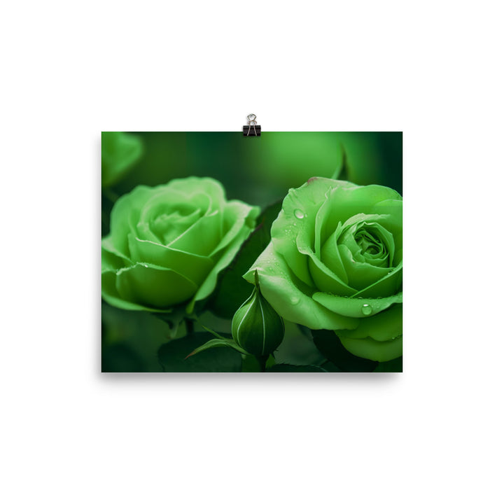 Refreshing Green Roses photo paper poster - Posterfy.AI