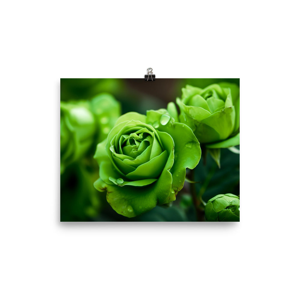 Refreshing Green Roses photo paper poster - Posterfy.AI