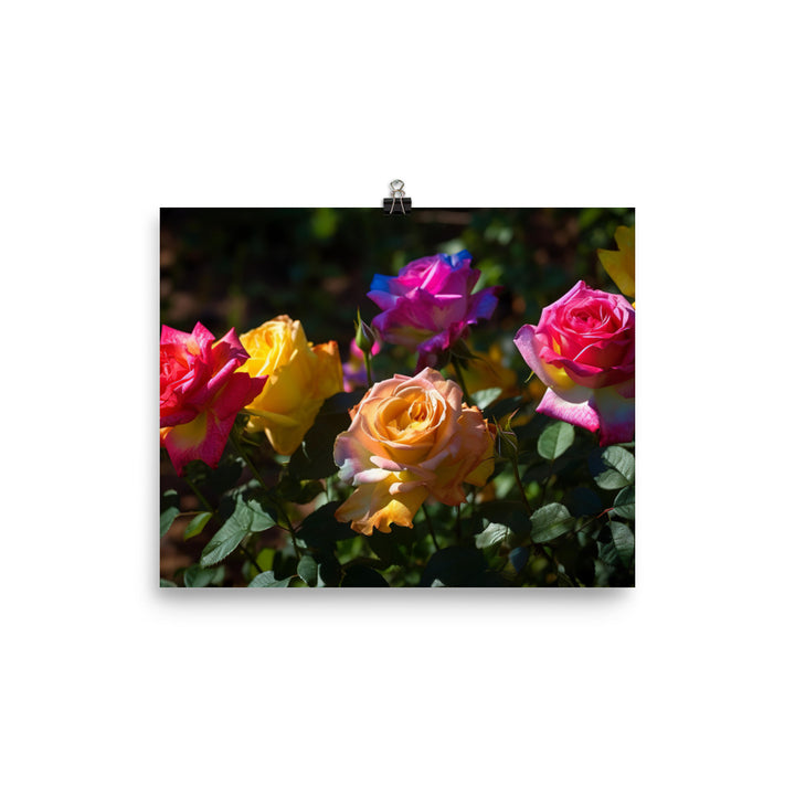 Bright Multi Colored Roses photo paper poster - Posterfy.AI