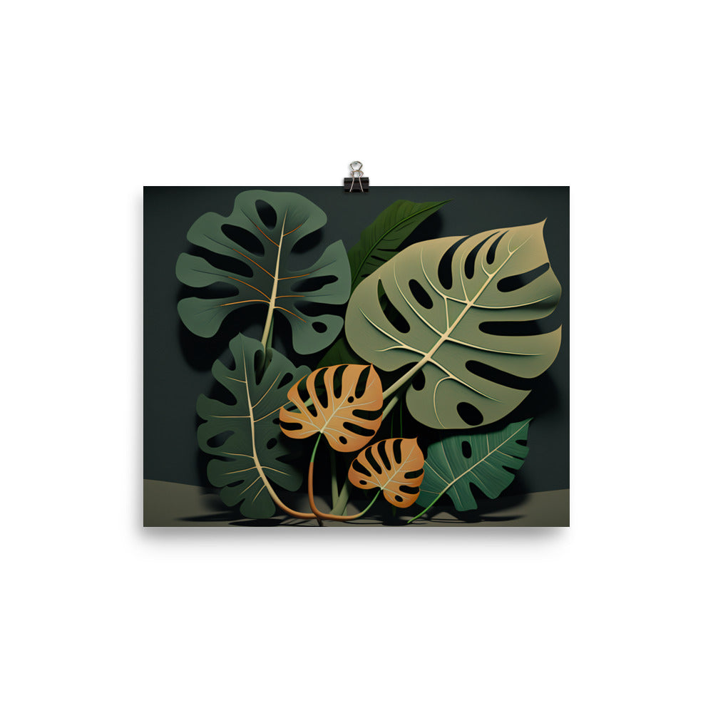 Monstera leaves in vibrant colors photo paper poster - Posterfy.AI