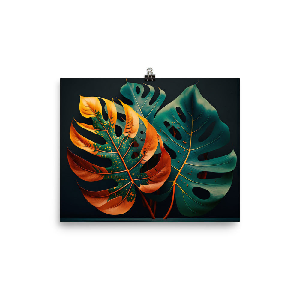 Monstera leaves in vibrant colors photo paper poster - Posterfy.AI