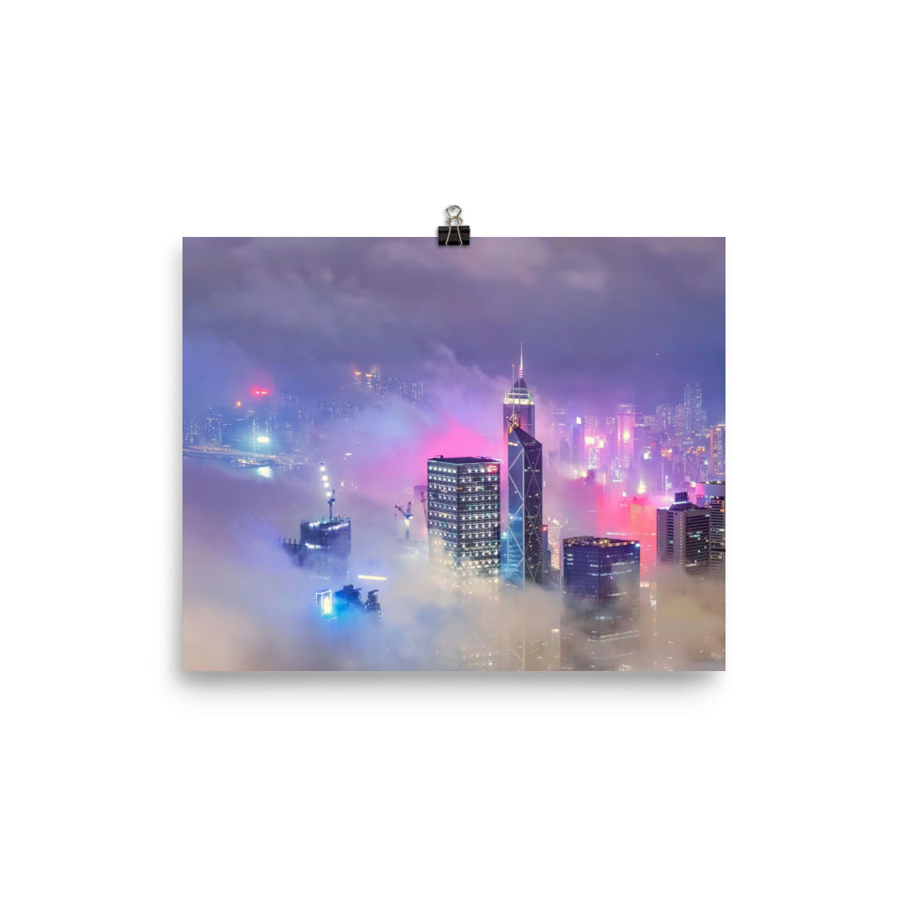 Hong Kong Blanketed in Fog photo paper poster - Posterfy.AI