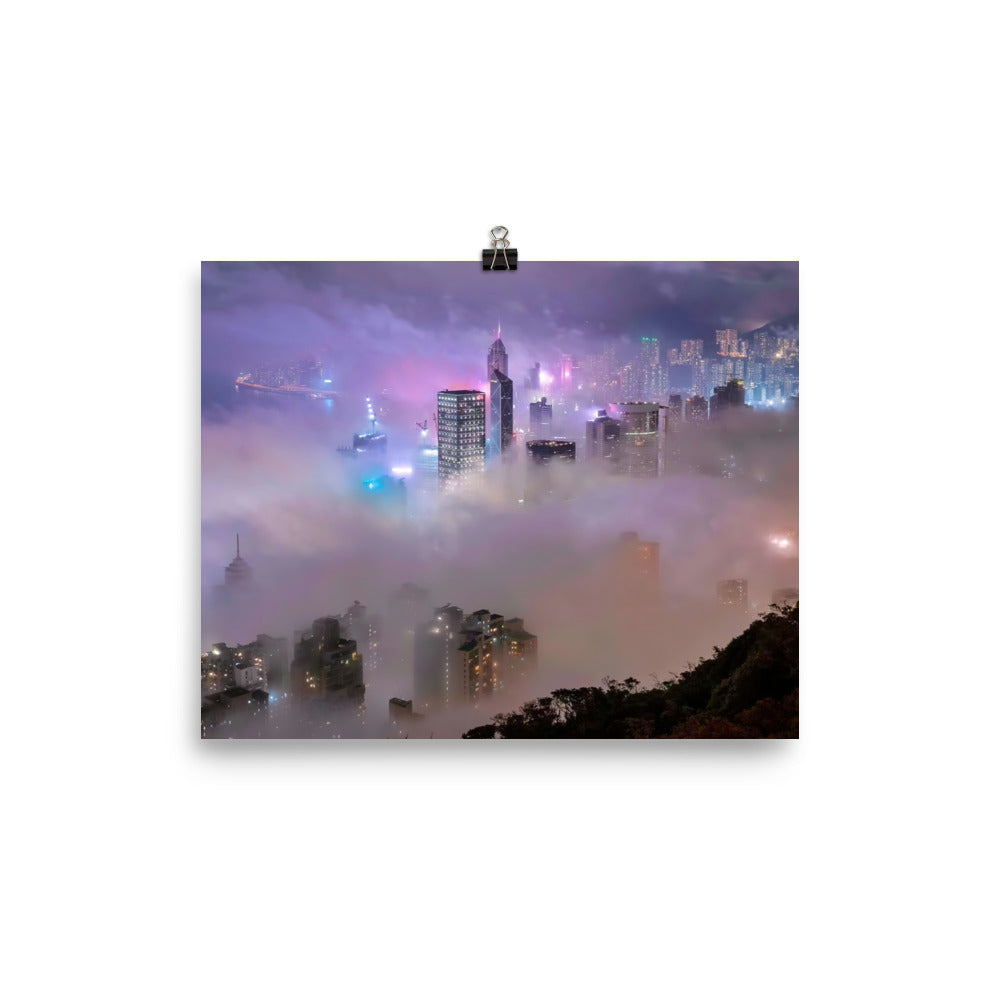 Hong Kong Blanketed in Fog photo paper poster - Posterfy.AI