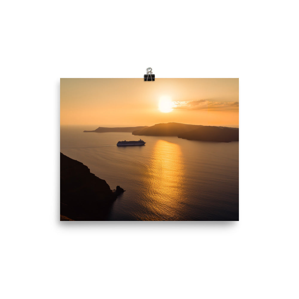 Sunset Over Santorini photo paper poster - Posterfy.AI