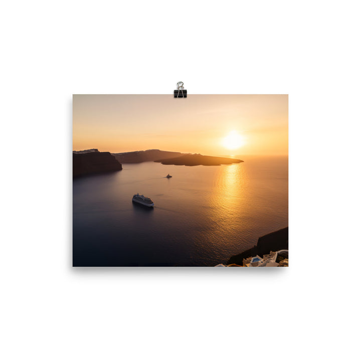 Sunset Over Santorini photo paper poster - Posterfy.AI