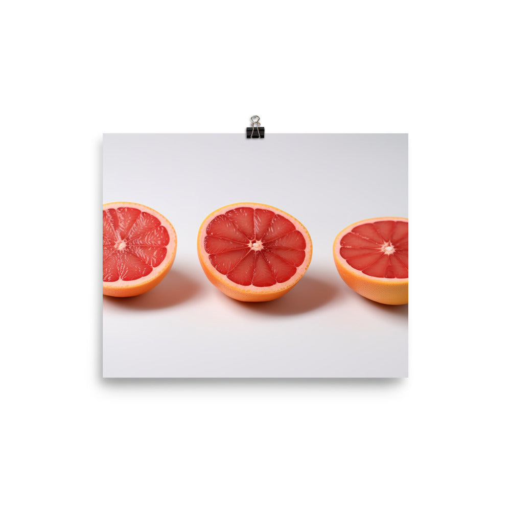 Sliced Grapefruit on a White Background photo paper poster - Posterfy.AI