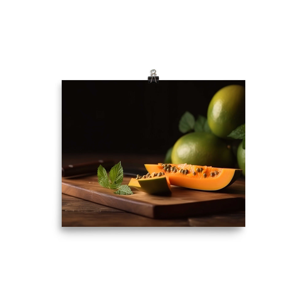 Sliced Papaya with Lime photo paper poster - Posterfy.AI