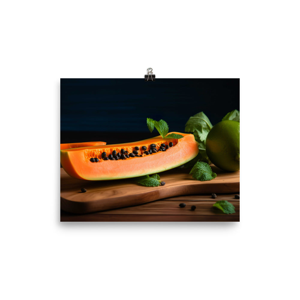 Sliced Papaya with Lime photo paper poster - Posterfy.AI