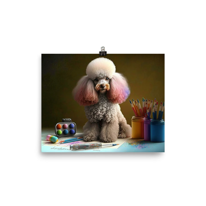 Poodle in painting lesson photo paper poster - Posterfy.AI