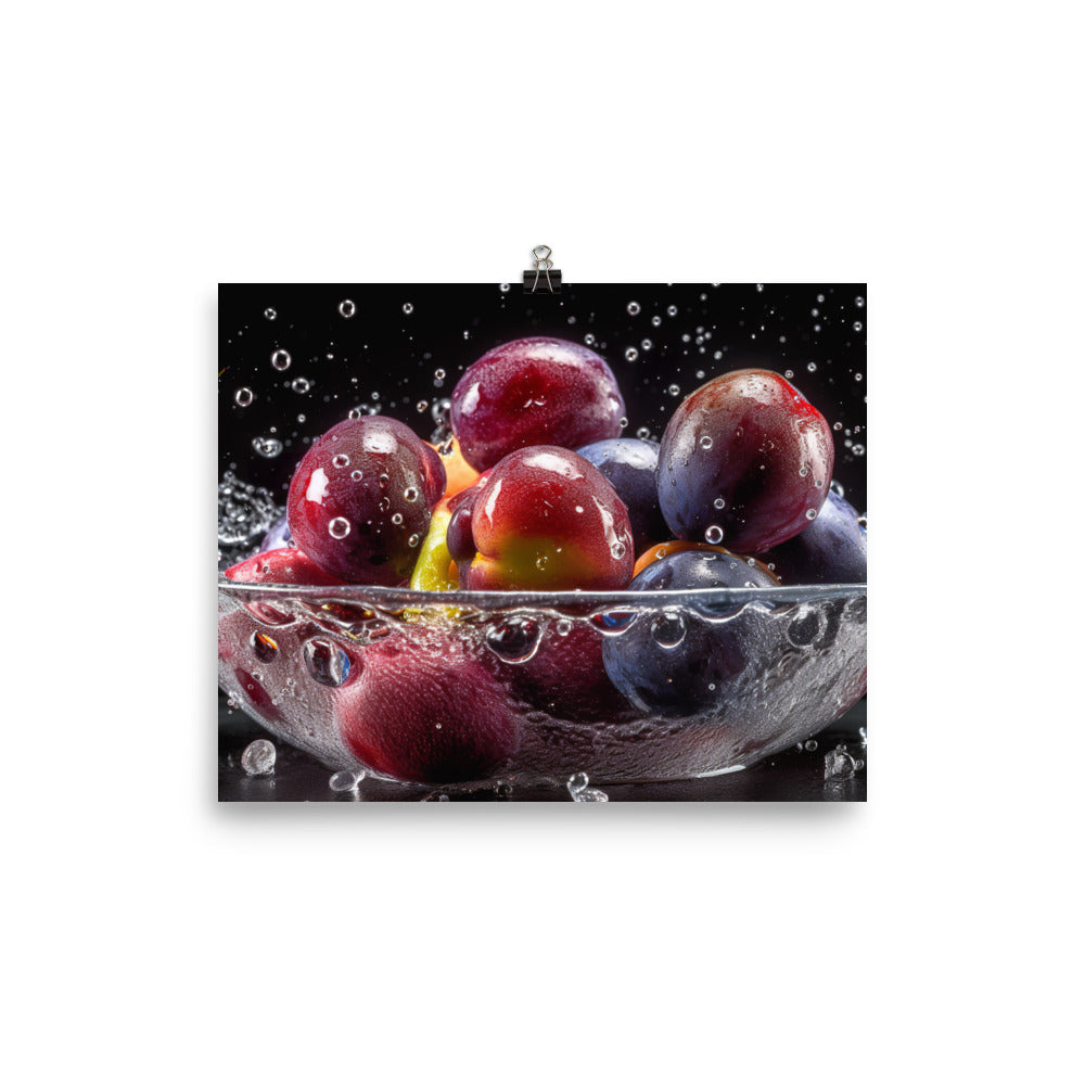 Plums in a Bowl photo paper poster - Posterfy.AI