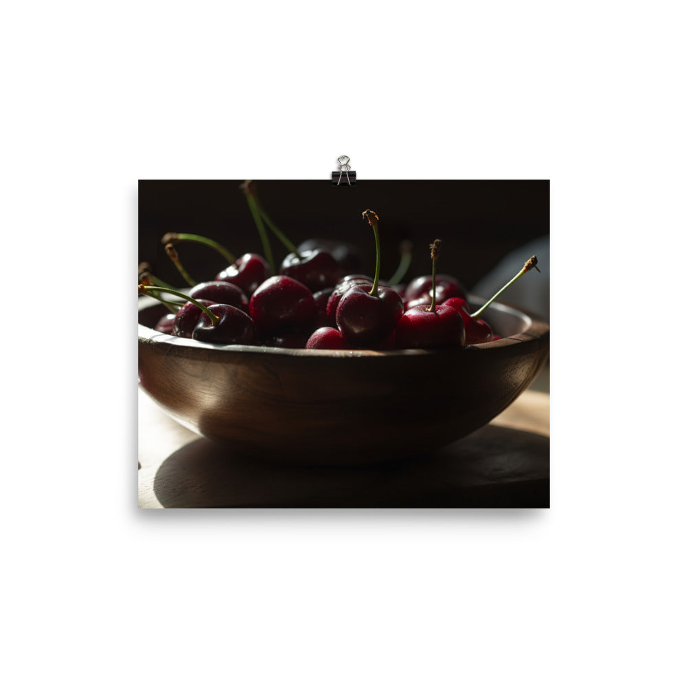 Juicy and Fresh Cherries photo paper poster - Posterfy.AI