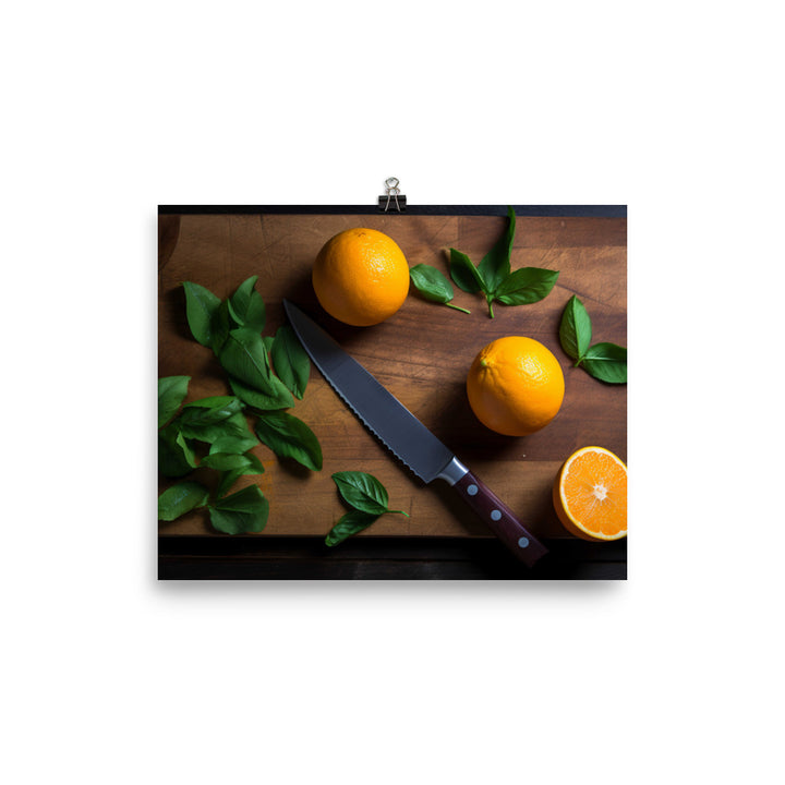 Oranges on a Cutting Board photo paper poster - Posterfy.AI