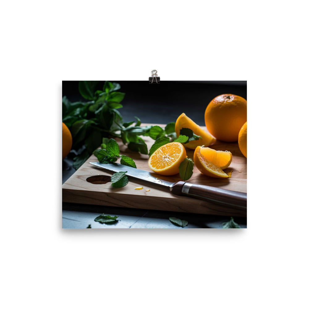 Oranges on a Cutting Board photo paper poster - Posterfy.AI