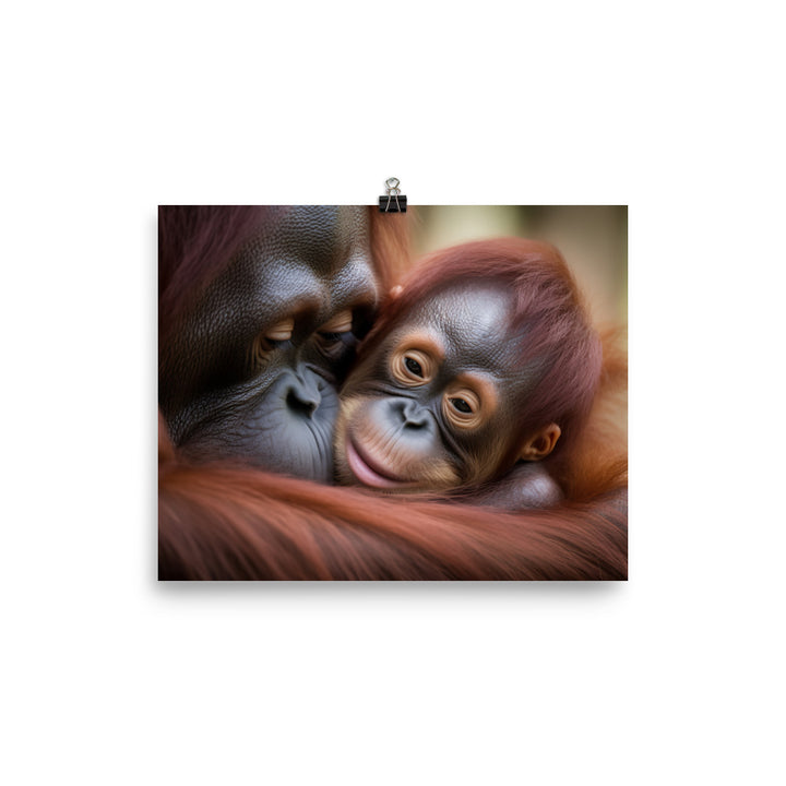 Gentle Orangutan Mother and Baby photo paper poster - Posterfy.AI