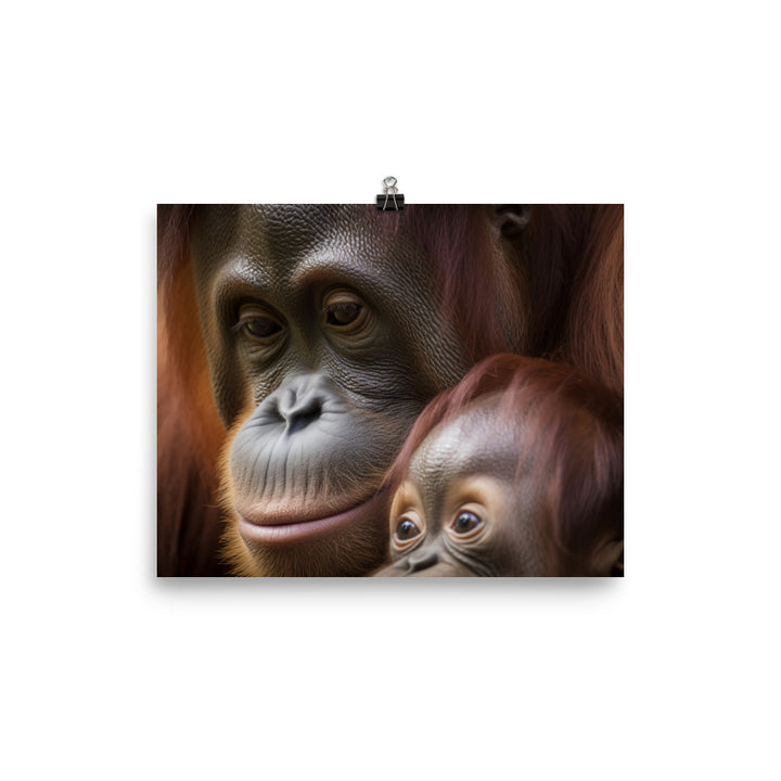 Gentle Orangutan Mother and Baby photo paper poster - Posterfy.AI