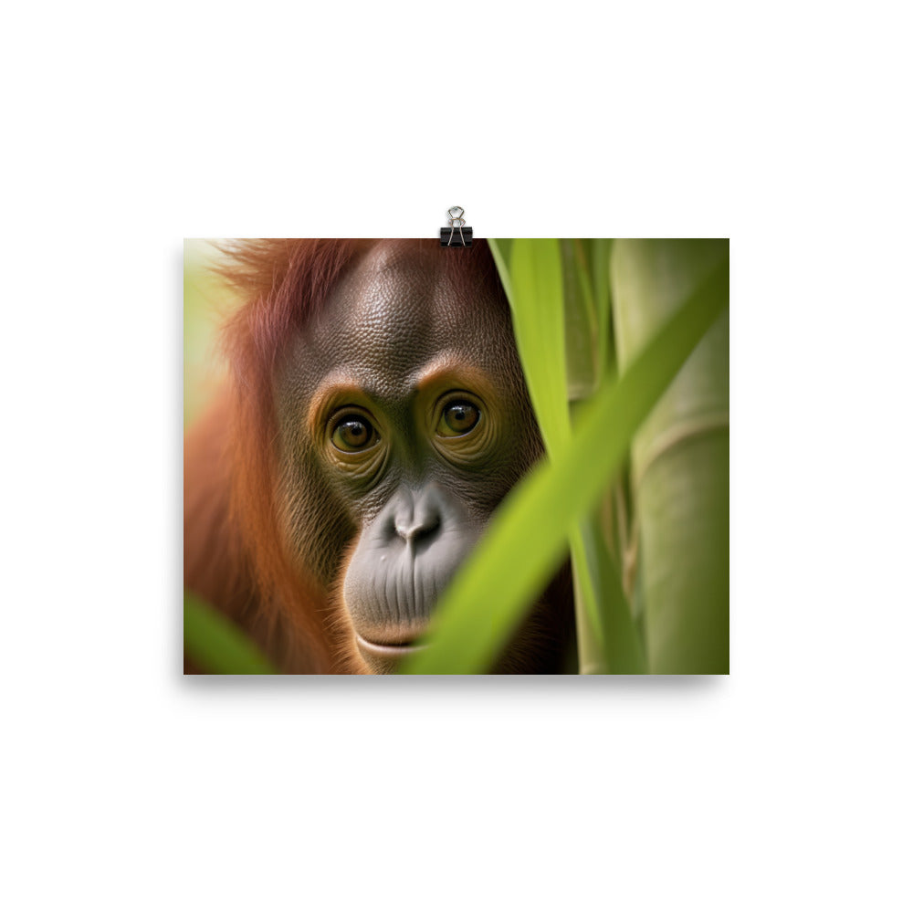 Adorable Orangutan Curiously Peeking photo paper poster - Posterfy.AI