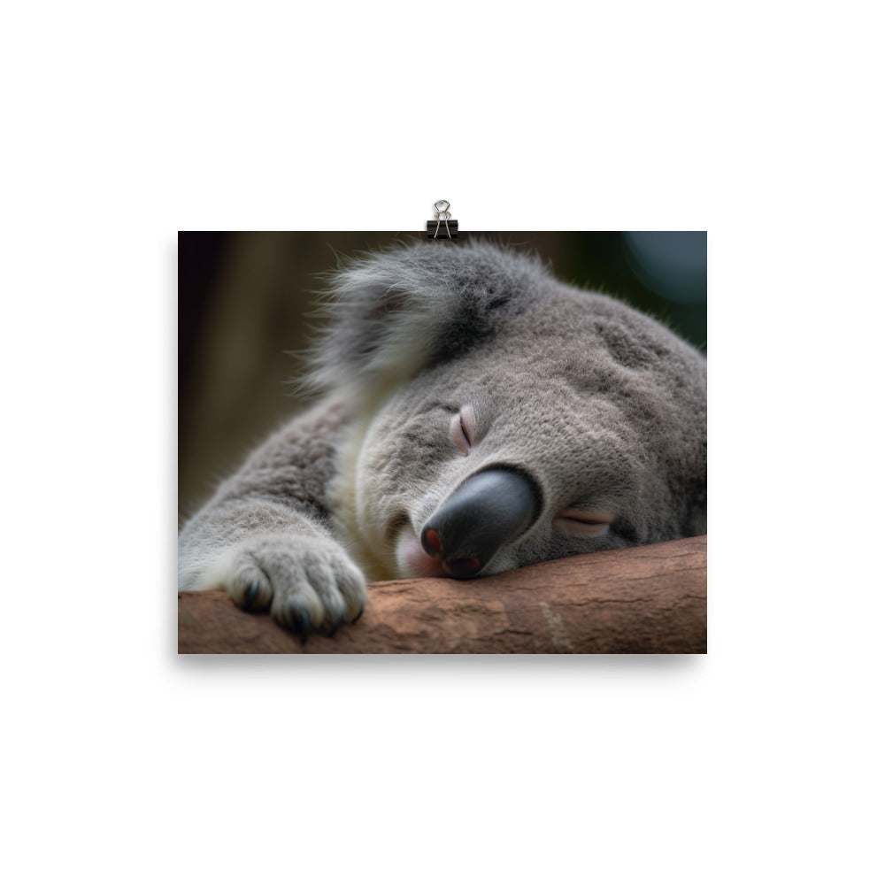 Sleepy Koala Snuggled Up in a Tree photo paper poster - Posterfy.AI