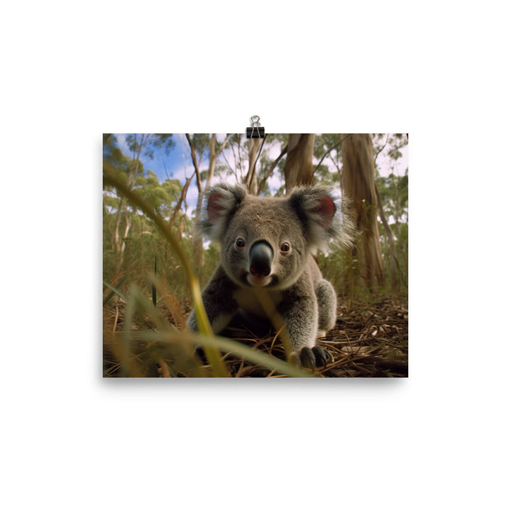 Adorable Koala Cub in the Eucalyptus Forest photo paper poster - Posterfy.AI