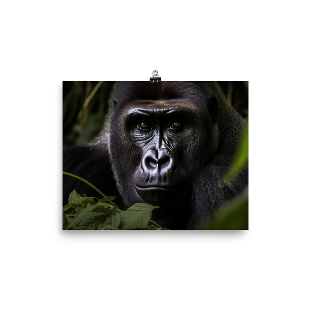 Inquisitive Gorilla in the Wild photo paper poster - Posterfy.AI