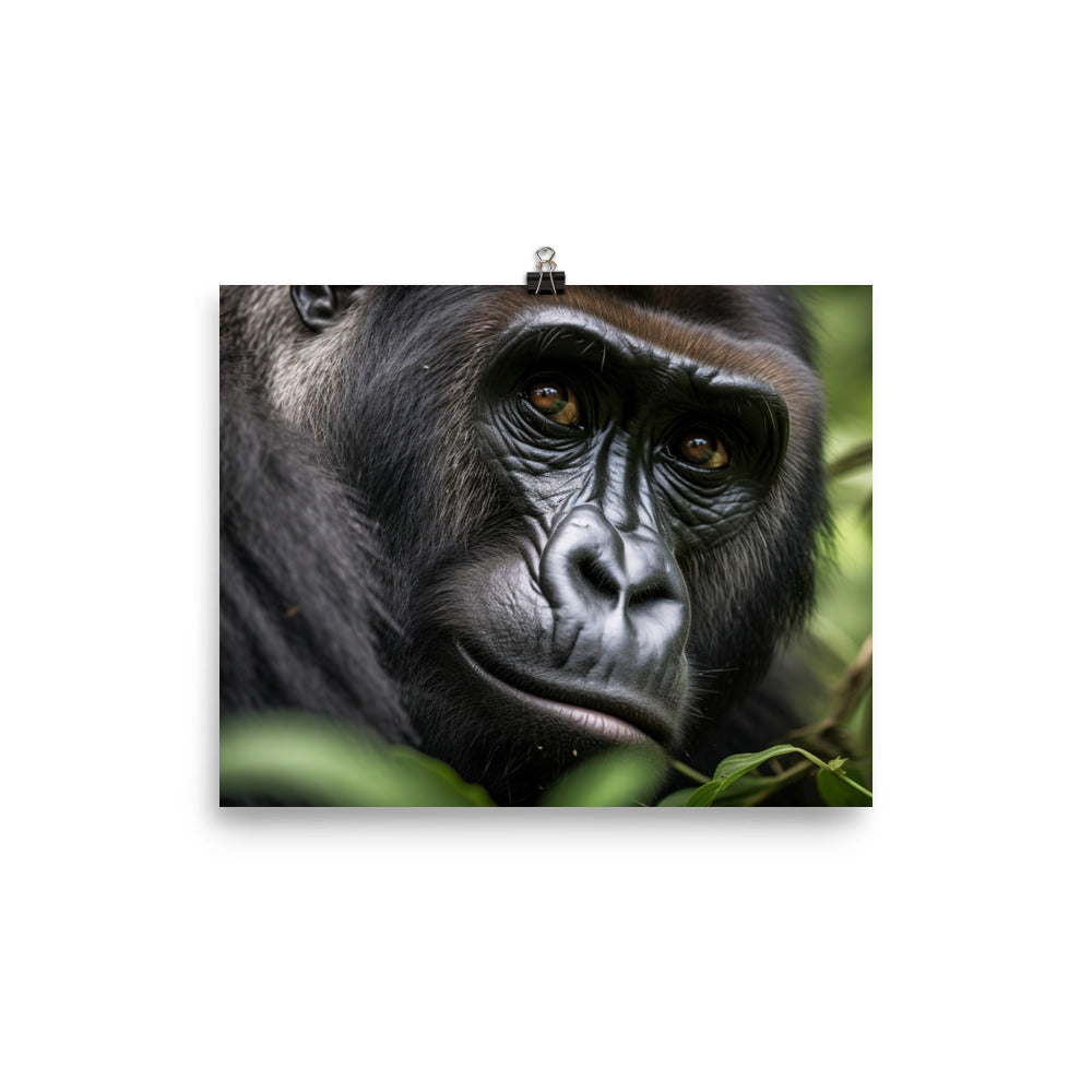 Inquisitive Gorilla in the Wild photo paper poster - Posterfy.AI