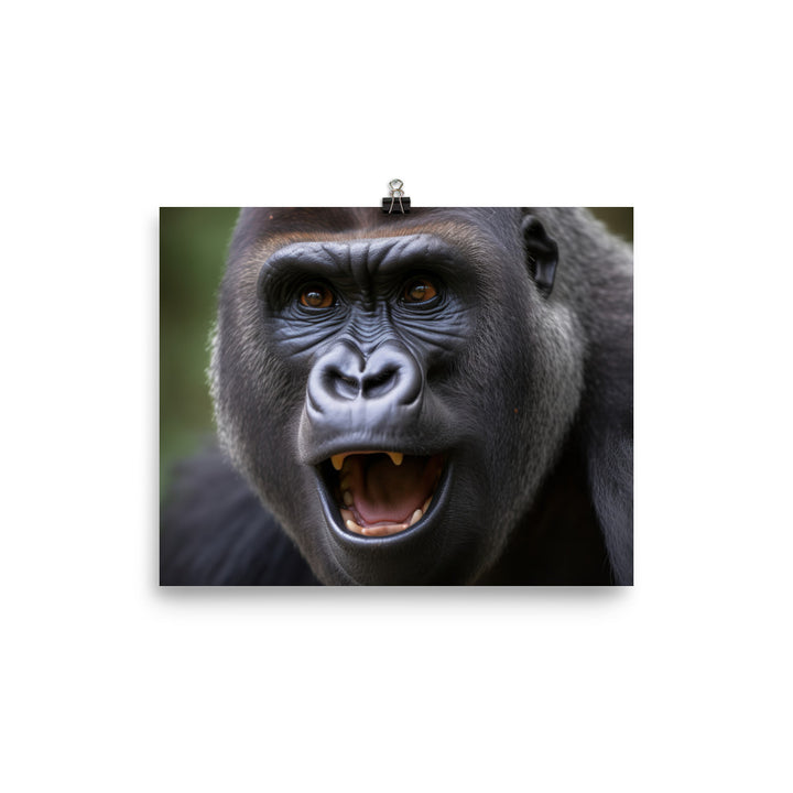 Close-Up of a Playful Gorilla photo paper poster - Posterfy.AI