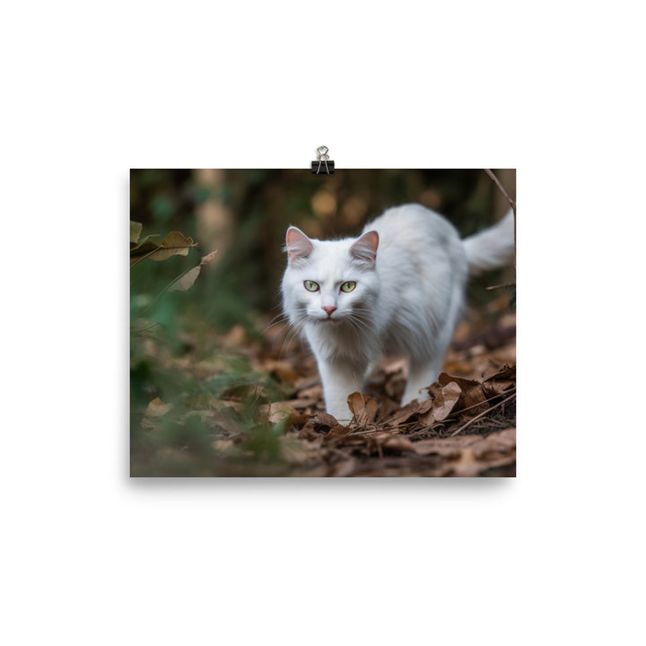 Curious Turkish Angora exploring its surroundings photo paper poster - Posterfy.AI