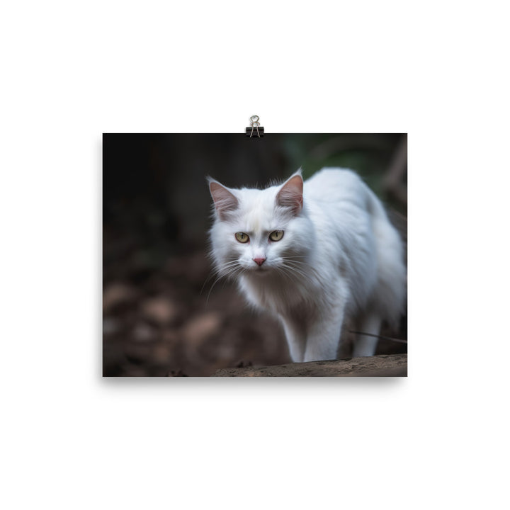 Curious Turkish Angora exploring its surroundings photo paper poster - Posterfy.AI