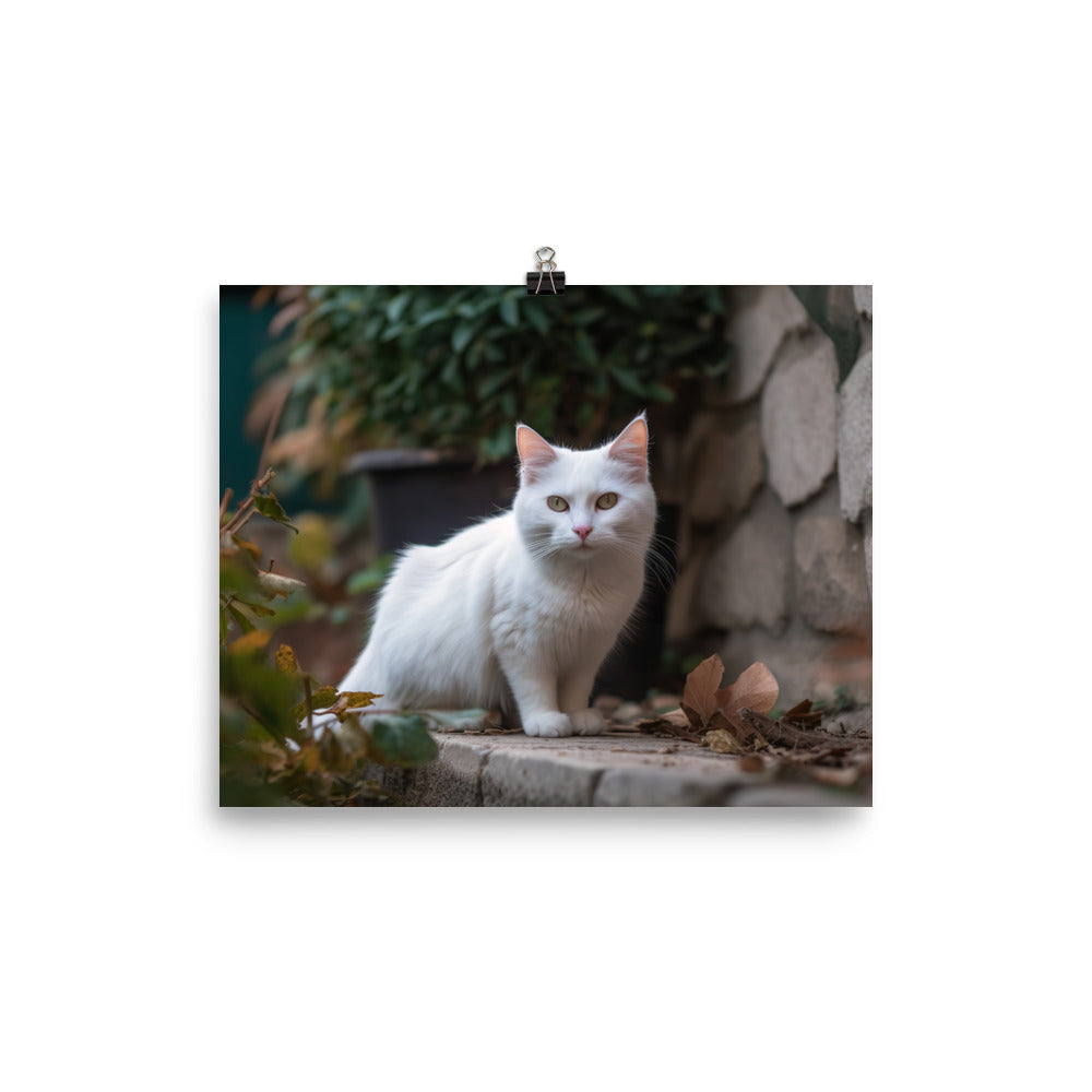 Curious Turkish Angora exploring its surroundings photo paper poster - Posterfy.AI