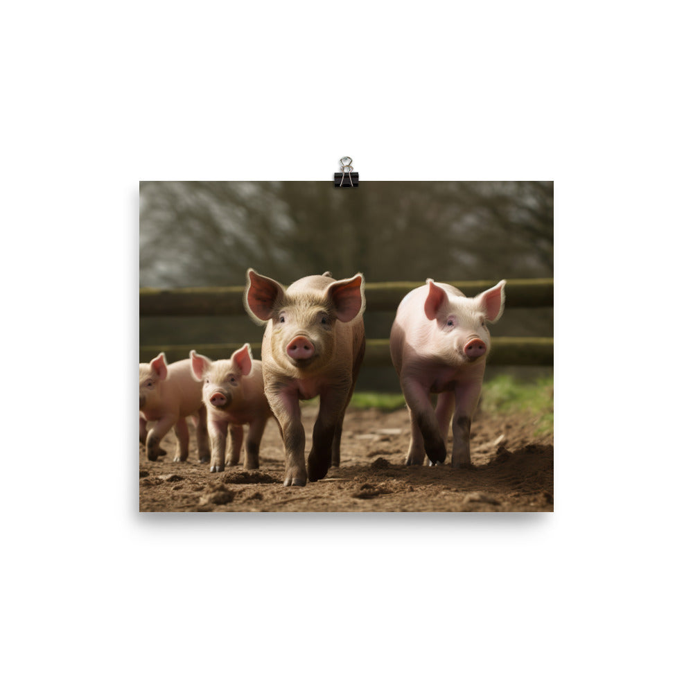 Berkshire Pig Family photo paper poster - Posterfy.AI
