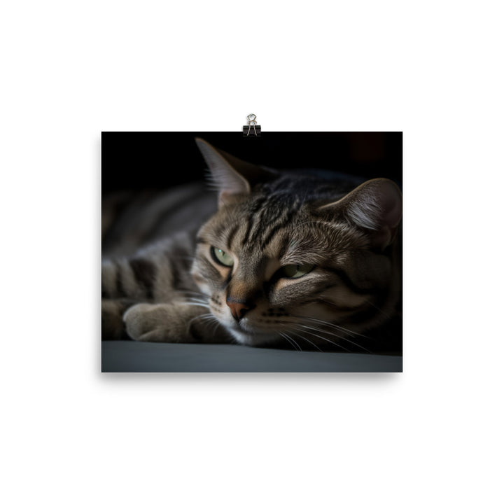 Cuddly American Shorthair enjoying lap time photo paper poster - Posterfy.AI