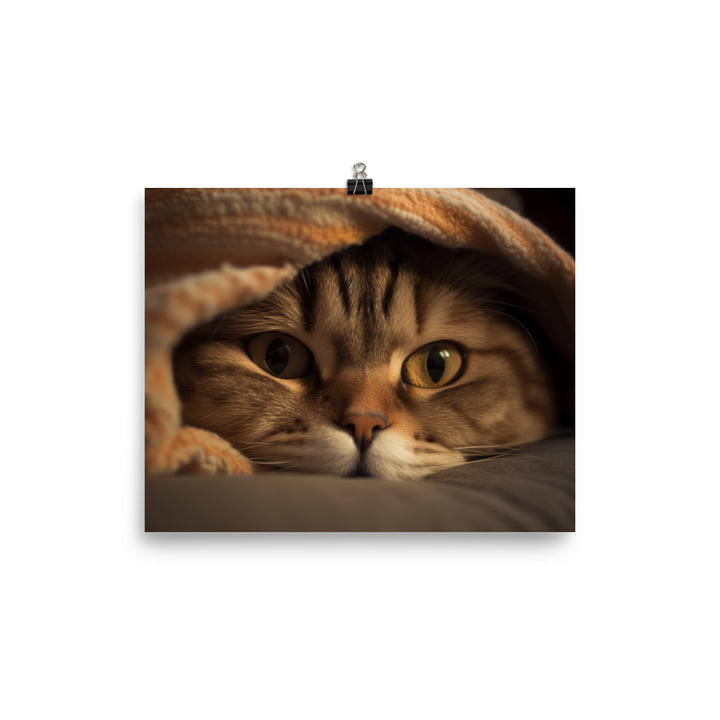 Portrait of a Scottish Fold cat photo paper poster - Posterfy.AI