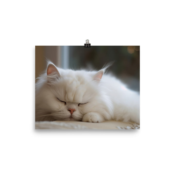 Sleeping Persian Purrfectly photo paper poster - Posterfy.AI